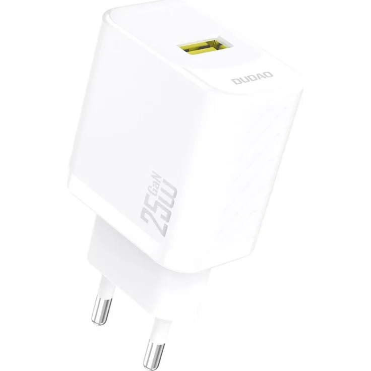 Dudao A27S 25W GaN USB-A Ladegerät, schnelles Aufladen mit Quick Charge 3.0, kompakt und sicher, weiß