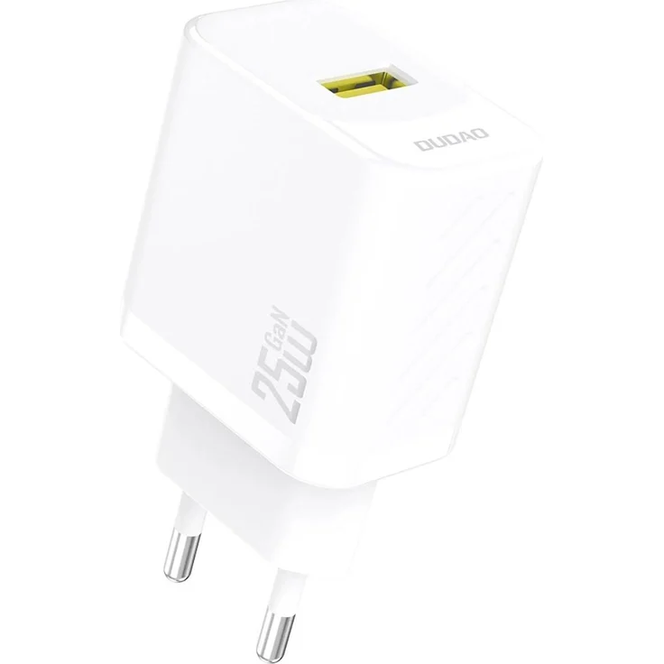 Dudao A27S 25W GaN USB-A Ladegerät, schnelles Aufladen mit Quick Charge 3.0, kompakt und sicher, weiß