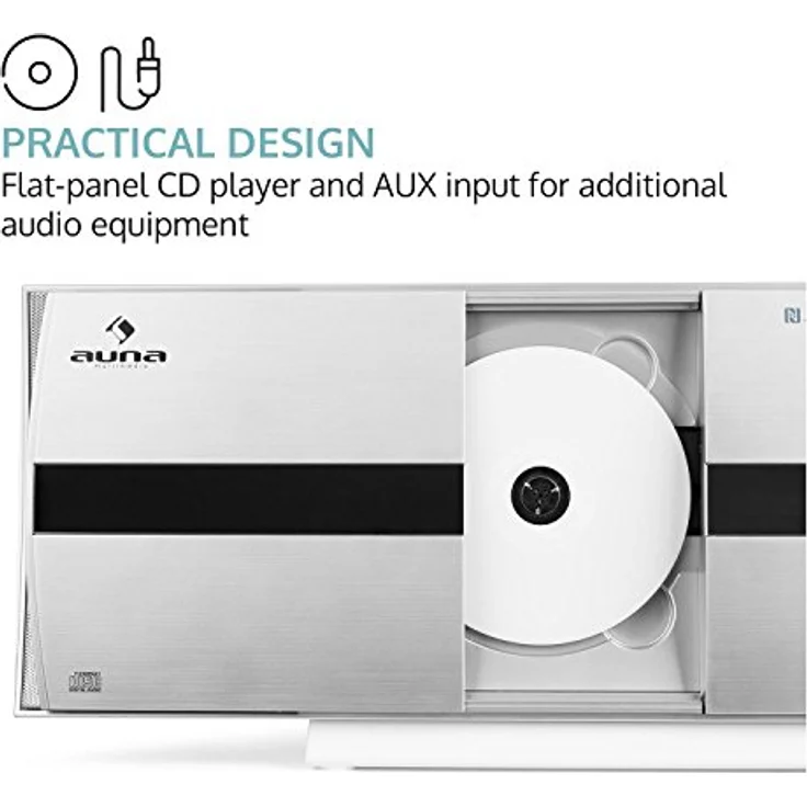 auna V-20 DAB Vertikal-Stereoanlage Bluetooth NFC CD USB MP3 DAB+ UKW RDS Silber – Bild 6