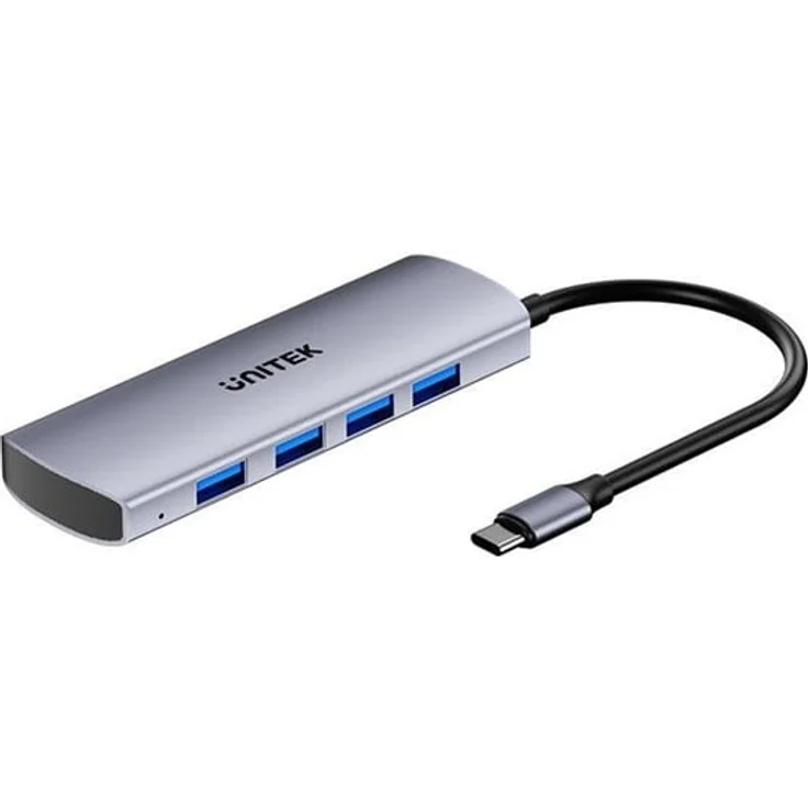 Unitek uHUB Q4 H1112E, 4-in-1 USB-C Hub mit 4 Ports, 10 Gbps, USB 3.2, Grau