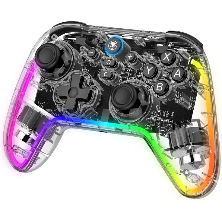 Snakebyte NSW2 Controller Gamepad S2 RGB, kabelloser Pro Controller für Nintendo Switch 2 mit Hall-Effekt-Sticks, ergonomischem Design und USB-C-Ladefunktion, Mehrfarbig