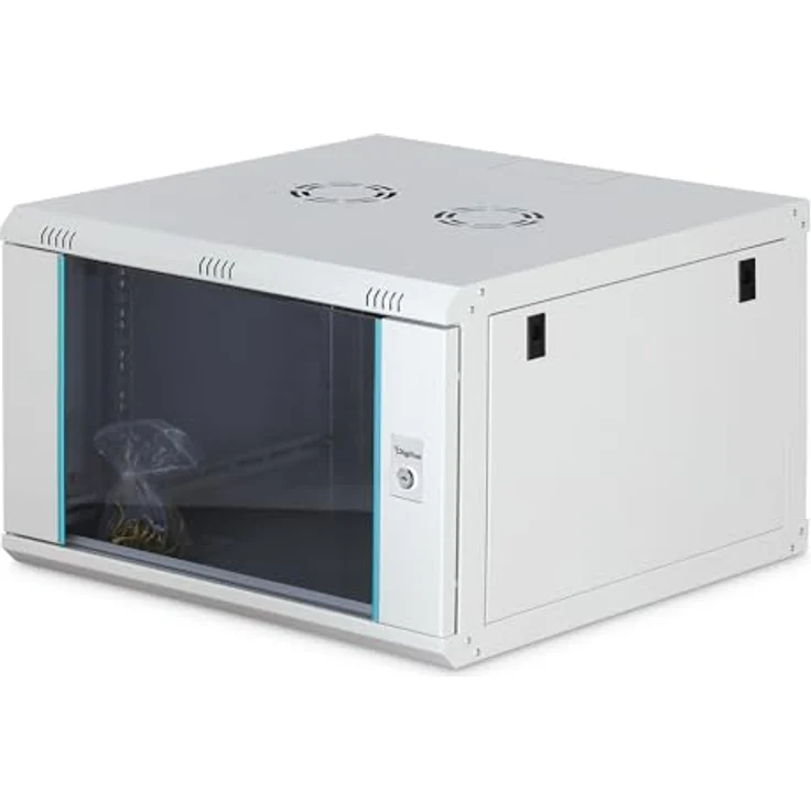 DIGITUS Netzwerkschrank 19-Zoll Rack 7HE, unmontiert, Wandmontage, 600 mm Tiefe, 60 kg Traglast, abschließbare Glastür, Dynamic-N Serie, grau – Bild 1