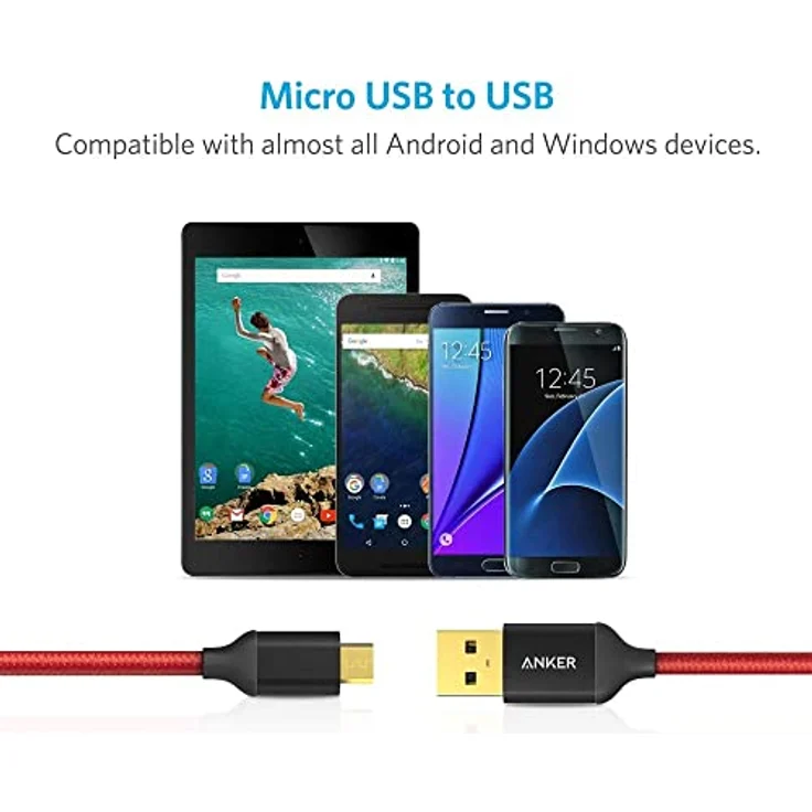 Anker 1,8 m Nylon-umflochtenes Micro-USB-Kabel, rot (B7116091) – Bild 4