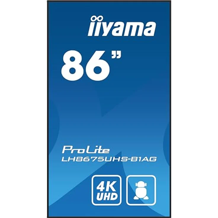 iiyama Prolite LH8675UHS-B1AG 217cm 85,6" Digital Signage Display IPS LED Panel 4K UHD HDMI DP in/Out USB2.0 RS-232c RJ45 Mediaplayer Android-OS WiFi SDM-L Micro-SD 24/7 schwarz, professionelles Großformat-Display mit Android OS und 24/7 Betriebszeit – Bild 2