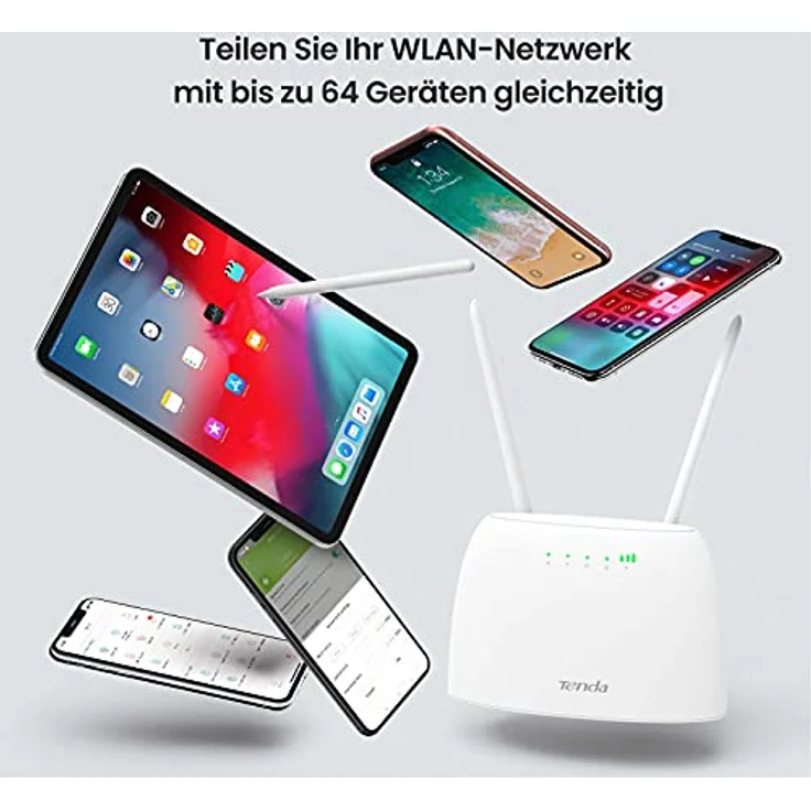 Tenda 4G07 4G LTE WLAN Router für SIM-Karten (CAT4, AC1200 Dualband 2,4GHz: 300Mbit/s + 5GHz: 867Mbit/s, 150 Mbit/s im Download) Plug & Play, LAN/WAN-Port, 2 Abnehmbare Antennen, MU-MIMO, Weiß – Bild 4