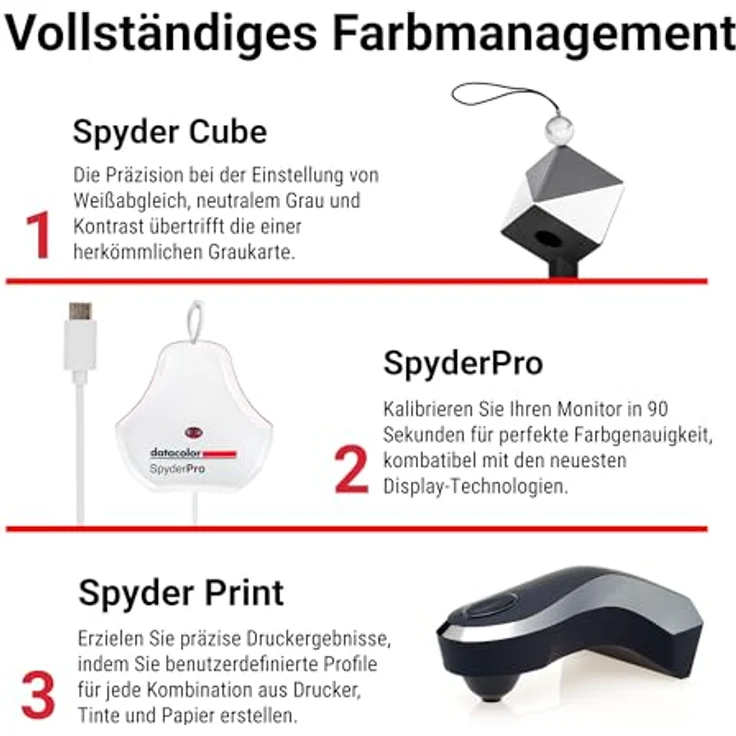 Datacolor Spyder Print Studio Kit - Farbmanagement Set mit Spyder Print, SpyderPro und Spyder Cube - Toolkit für Fotografie, Bildbearbeitung und Druck - Robuster Metallkoffer – Bild 3