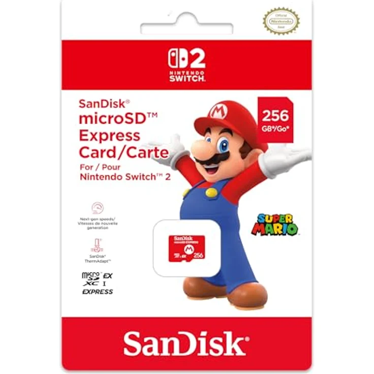 Nintendo Switch microSDXC EXPRESS 256 GB (Mario Design) Speicherkarte - 256 GB, SDXC, rot/weiß – Bild 1