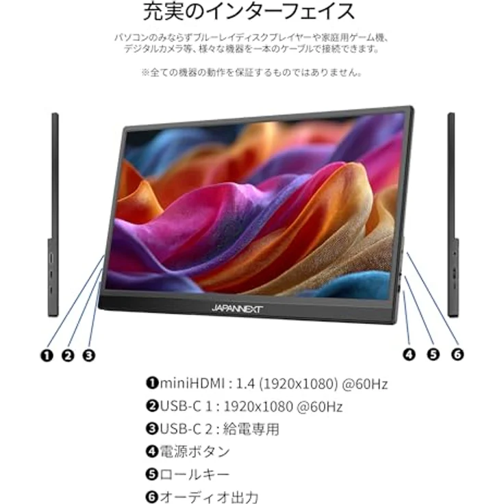 JapanNext JN-MD-i156F-T-LE Tragbarer Touchscreen Monitor 15.6" IPS Full HD (1920x1080), integrierte Lautsprecher, MiniHDMI, USB-C, G-Sync/FreeSync – Bild 5