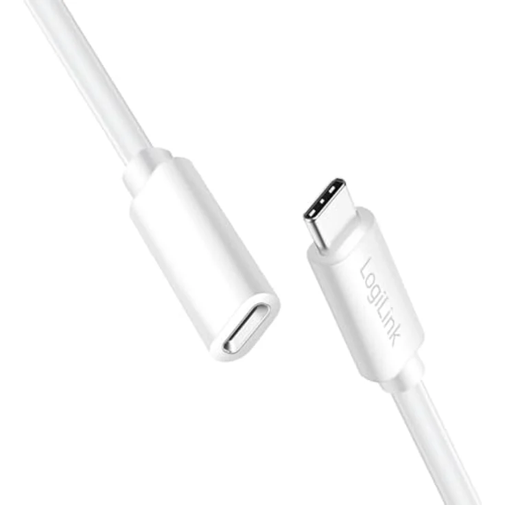 Logilink CU0221 - USB 2.0 Typ-C Verlängerungskabel mit PD Unterstützung (PowerDelivery), Weiß, 2m Kabellänge – Bild 2