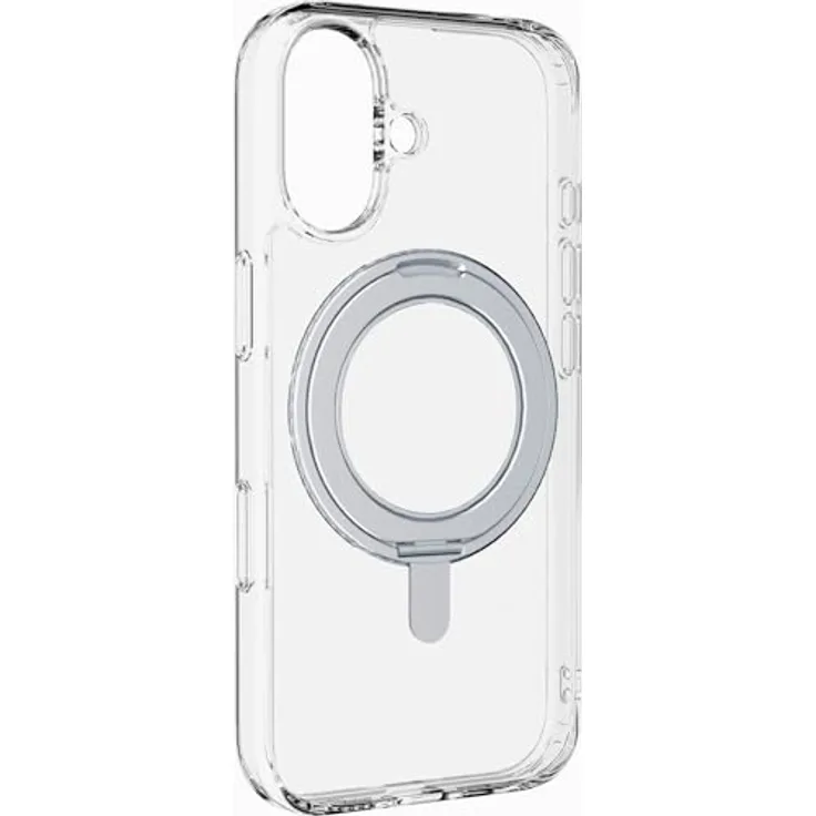 cellularline Spin Mag, transparente Schutzhülle mit drehbarem Ringständer, kompatibel mit MagSafe, für iPhone 17 mit erhöhten Kanten