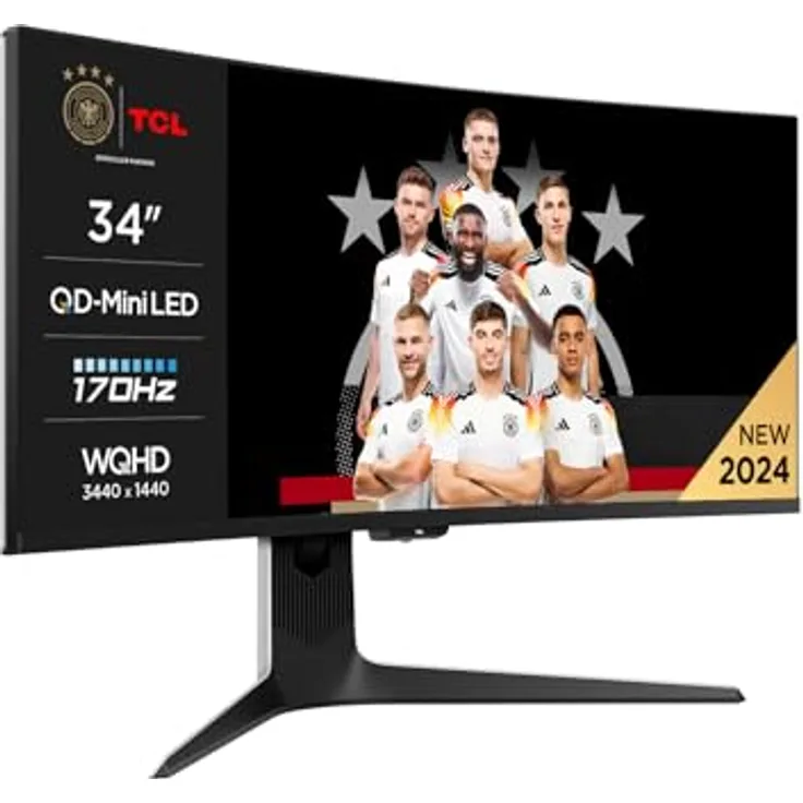 TCL 34R83Q, MiniLED-Monitor mit 1100 Zonen und WQHD 170 Hz, Schwarz