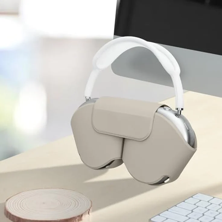 kwmobile Kopfhörer-Schutzhülle Hülle für Apple AirPods Max Case aus Polyester, Kopfhörer Tasche Etui - Cover in Hellgrau – Bild 3