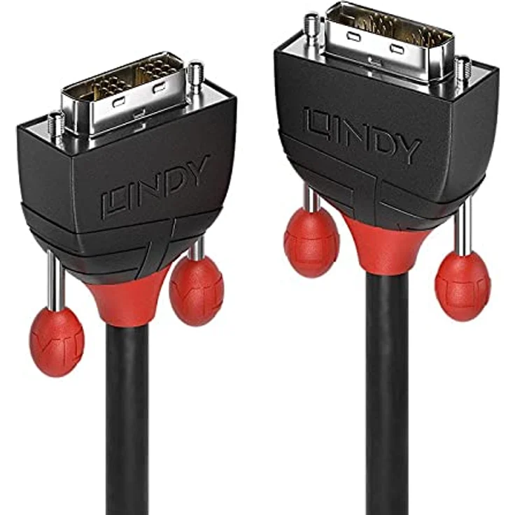 Lindy Black Line - DVI-Kabel - Single Link - DVI-D (M) bis DVI-D (M) - 5 m - rund, Daumenschrauben, 1080p-Unterstützung - Schwarz – Bild 2