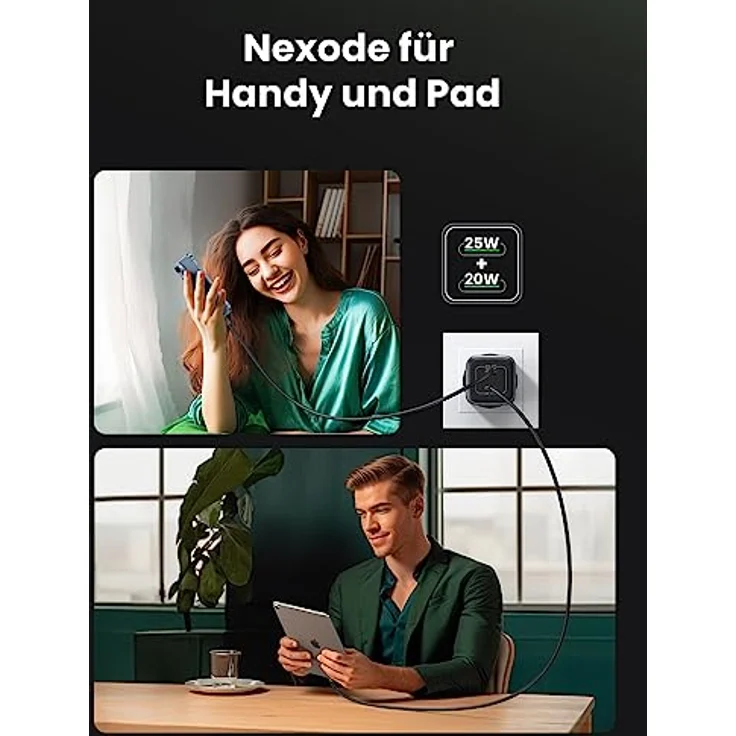 UGREEN Nexode 45W Dual USB-C PD Charger (25W+20W) – Bild 3