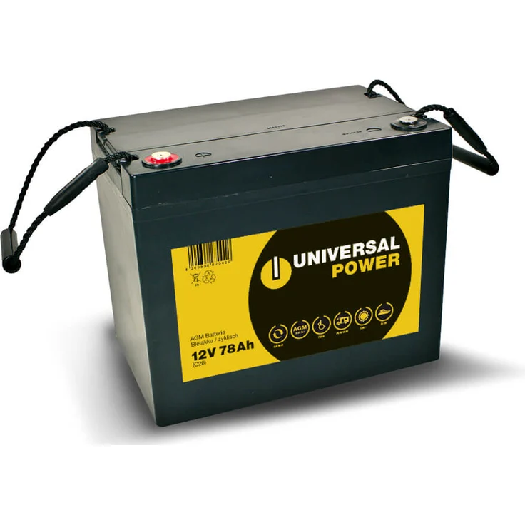 Universal Power AGM UPC12-75 12V 78Ah AGM Wohnmobilbatterie, schnellladend und auslaufsicher – Bild 1