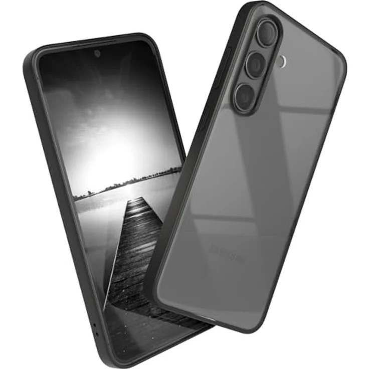 EAZY CASE Clear Hybrid Bumper Hülle für Samsung Galaxy S24, Ultra Aufprallschutz, Stoßfest, Kratzfest, dünn mit Kameraschutz, Schwarz – Bild 1