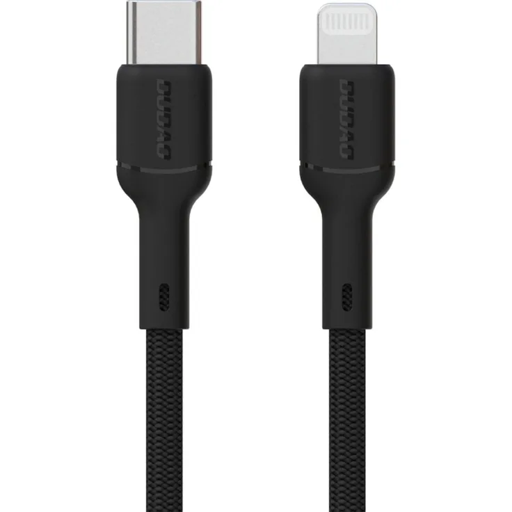 Dudao L9X 30W USB-C Kabel für iPhone, 1 m, schwarz - Schnellladung, geflochtene Baumwollummantelung, verstärkte Enden