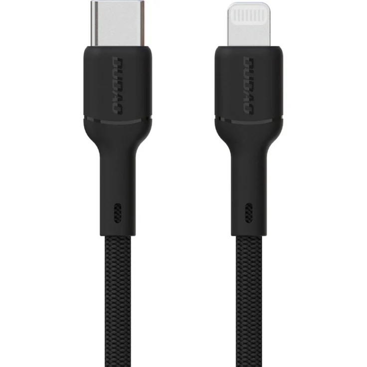 Dudao L9X 30W USB-C Kabel für iPhone, 1 m, schwarz - Schnellladung, geflochtene Baumwollummantelung, verstärkte Enden
