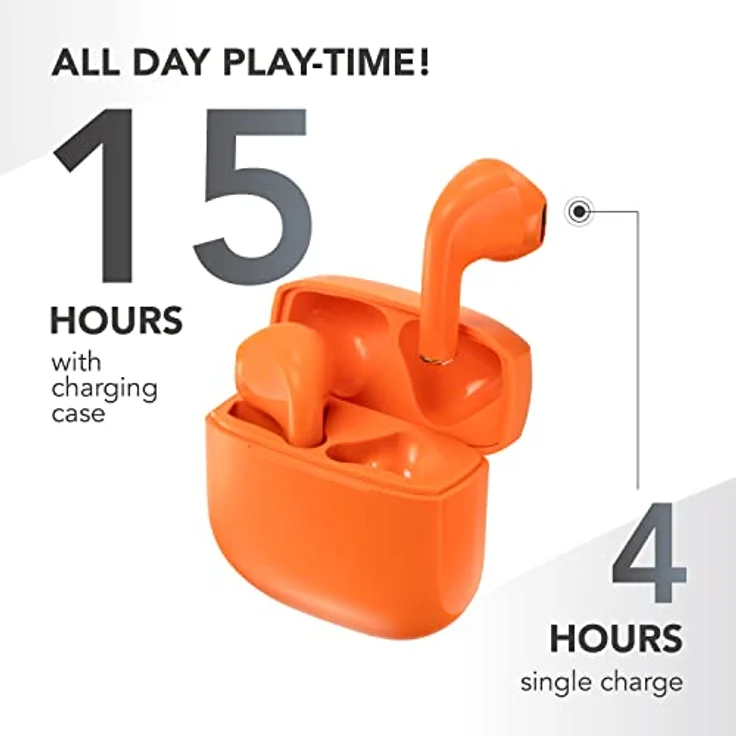 Music Sound | Swag - Kabelloses Kapsel-Headset - Wiedergabezeit bis 20 Stunden - Bluetooth - Orange – Bild 4