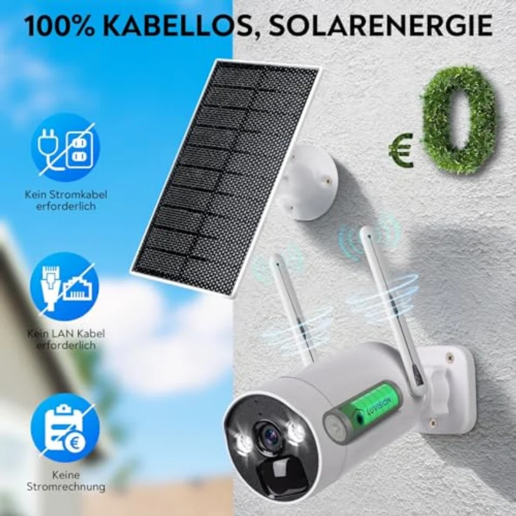 LUVISION WLAN Solar-Überwachungskamera mit 4MP Akku und 10 Kanal Dual NVR, Überwachungssystem mit Farbiger Nachtsicht, wetterfeste Ausführung, mit 4 Kameras – Bild 3