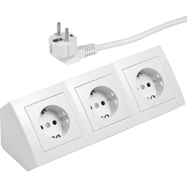 McPower Unterbausteckdose Flair 3-Fach Steckdosenblock, Schutzkontakt mit 2m Kabel, 250V/16A, weiß – Bild 3