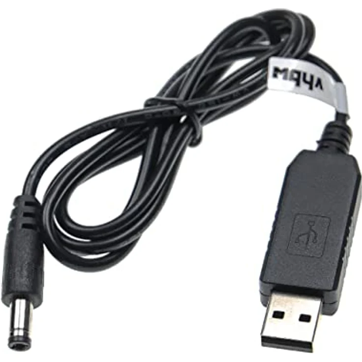 vhbw USB Ladekabel auf 5,5 x 2,5 mm Hohlstecker, 1 m, 5 V / 3 A zu 12 V für Router, externe Festplatte, Bluetooth Lautsprecher, schwarz – Bild 2