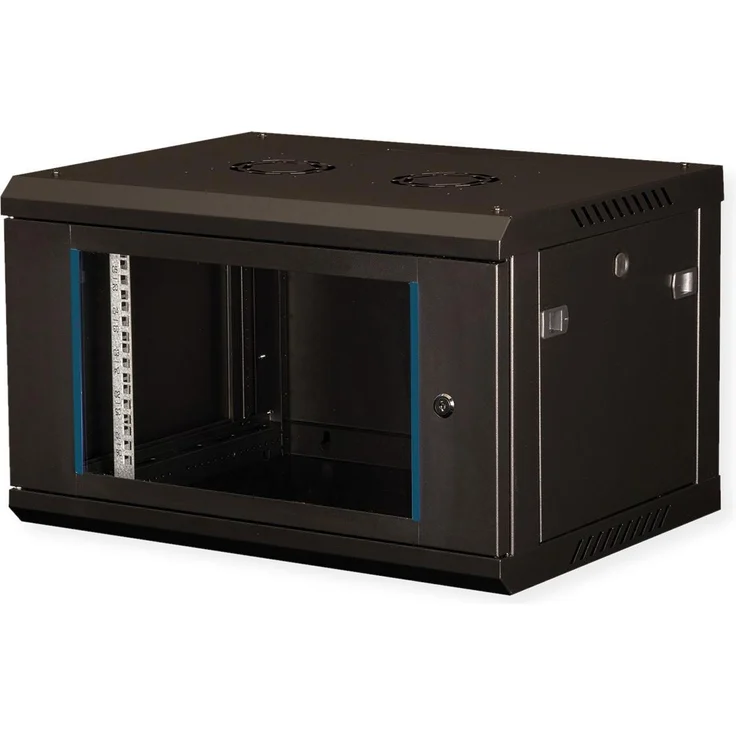 Value 19-Zoll Wandgehäuse 6HE Bausatz, Serverschrank 600x450mm, schwarz, robuste Konstruktion für Wandmontage