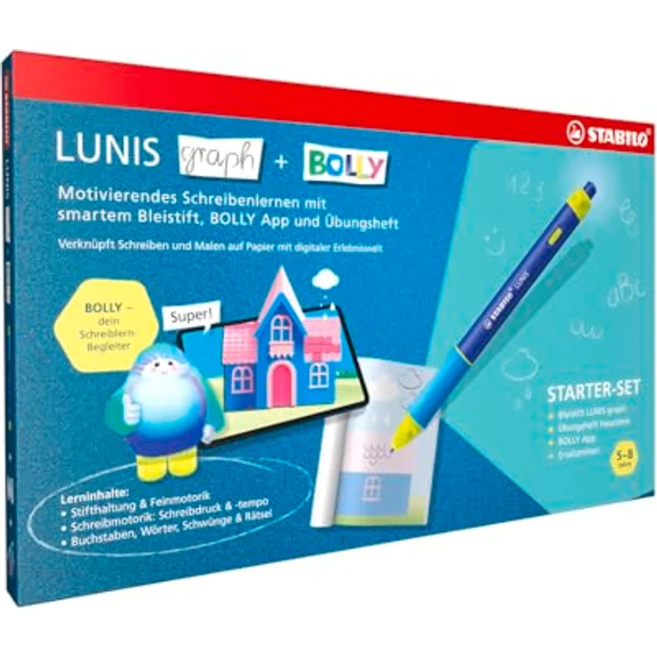 STABILO Starterpaket BOLLY & LUNIS graph, smarter Schreiblern-Bleistift mit Bluetooth-App & Übungsheft für interaktives Lernen – Bild 2
