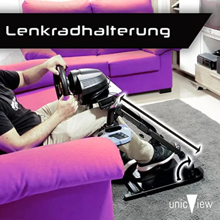 Unicview Lenkradständer für G29 G920 G923 inkl. Schalthebelhalterung, komplett verstellbar und faltbar, aus Kohlenstoffstahl, maximal kompatibel – Bild 2