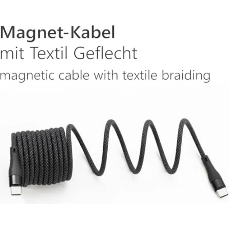 MAXTRACK USB C Magnetisches Ladekabel C532-2L, 100W Schnellladen, E-Marker Chip, unterstützt QC 3.0, 480Mbps Datentransfer, spiralförmiges Design – Bild 5