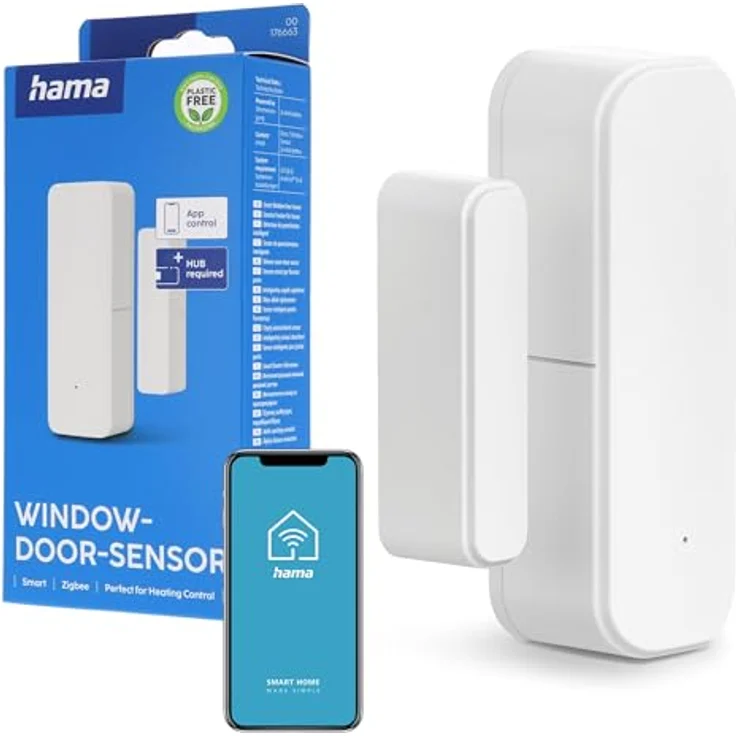 Hama ZigBee-Tür-/Fensterkontakt, smarter Öffnungssensor, weiß, magnetisch, sprachsteuerbar – Bild 2