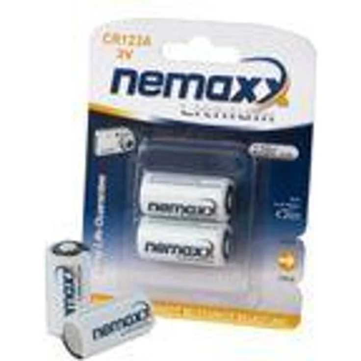 Nemaxx CR123A 3V Lithium Batterien, Blister mit 2 Stück, 1700mAh Kapazität, langlebig bis zu 10 Jahre