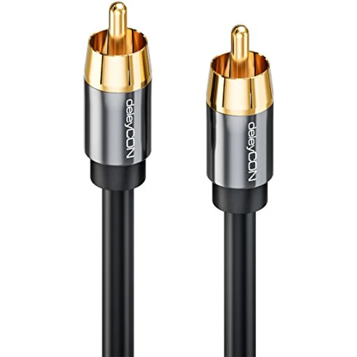 deleyCON 5m Subwoofer Kabel - Cinch RCA Digitales Koaxialkabel - Vergoldete Stecker - Audio Kabel für Subwoofer AV Receiver Verstärker Heimkino – Bild 3