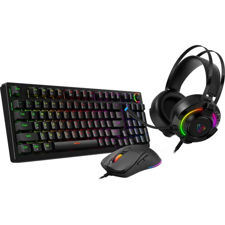 YENKEE YGS 03 Gaming-Set, 3-in-1 Keyboard, Maus und Kopfhörer, kabellos, mehrfarbig