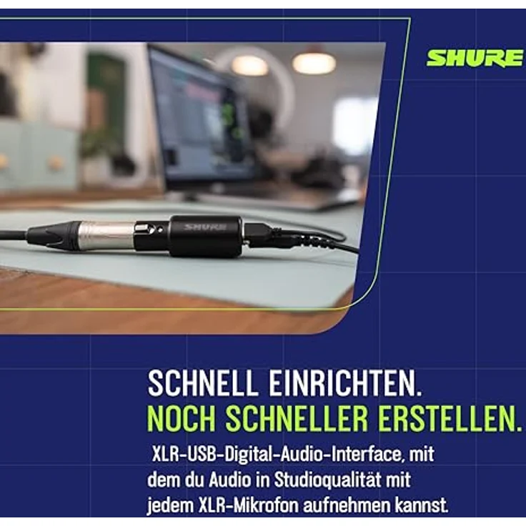 Shure MVX2U Gen 2, digitales XLR‑zu‑USB Audiointerface für Mikrofone, kompatibel mit Mac, Windows, iOS & Android, 60 dB Verstärkung, Zero-Latenz-Monitoring, inkl. USB-C-Kabel – Bild 3