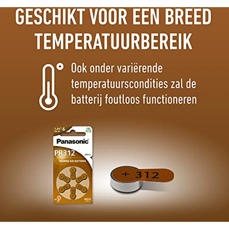 Panasonic PR312 Zink-Luft-Batterien für Hörgeräte, Typ 312, 1.4V, Hörgerätbatterien, 10 Packungen (60 Stück), braun – Bild 9