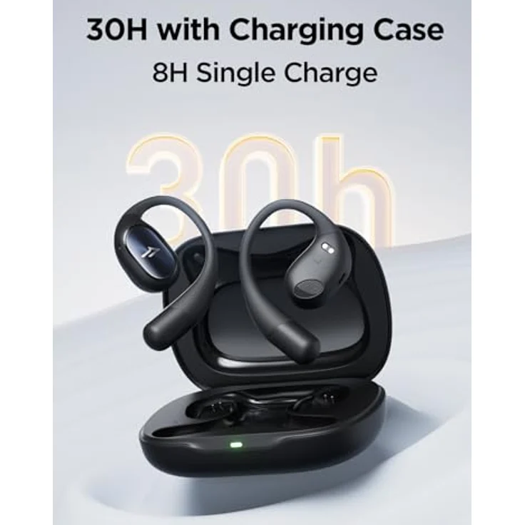 1MORE S31 Open Ear Kopfhörer Bluetooth 5.3, Ultraleichte Kopfhörer Kabellos mit Ohrbügel, Headphones mit ENC Mikrofon, 38 Std. Spielzeit, IPX5, Druckvoller Bass, Ohrhörer für Sports/Fitness, in Schwarz – Bild 4