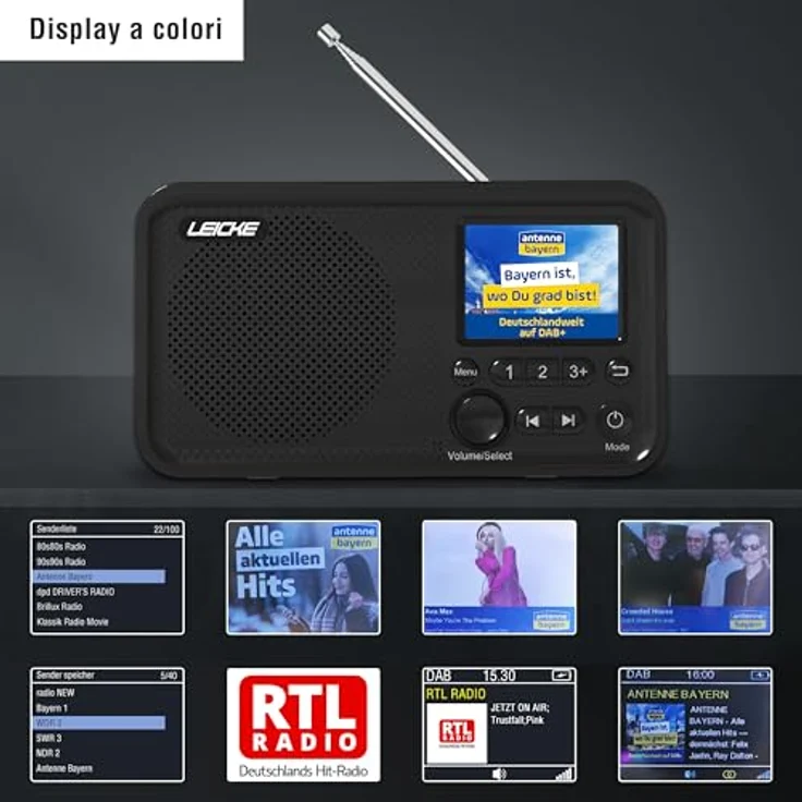 LEICKE tragbares DAB+ Radio mit Bluetooth 5.0, 2,4" Farbdisplay, 80 Voreinstellungen, Küchenradio - Schwarz – Bild 5