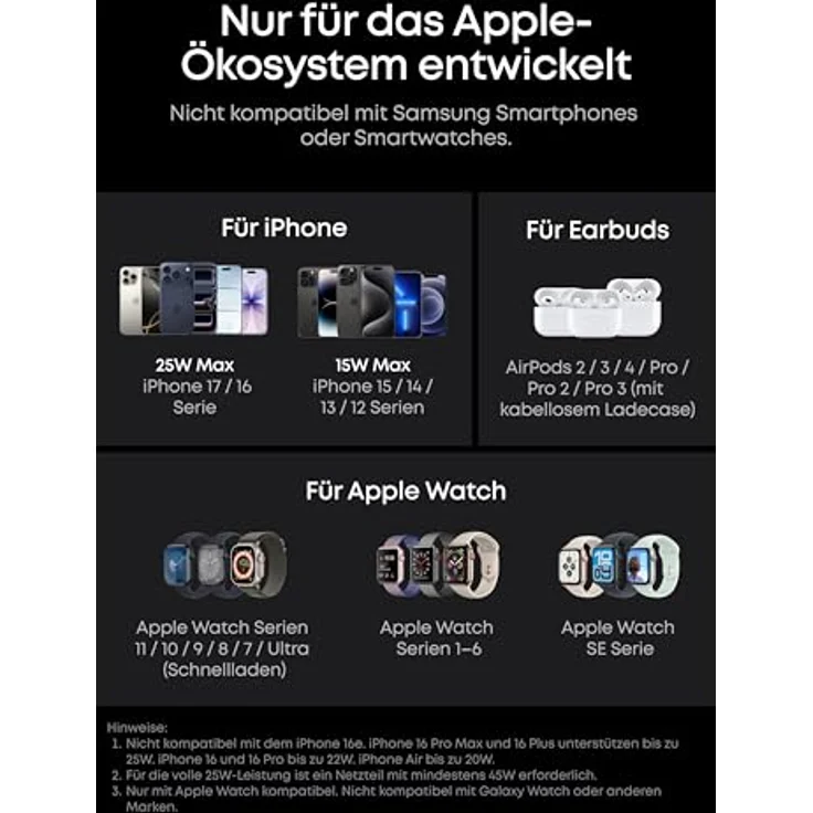 Anker Prime MagGo 3-In-1 Kabelloses Ladegerät, 25W Leistung, schwarz – Bild 9