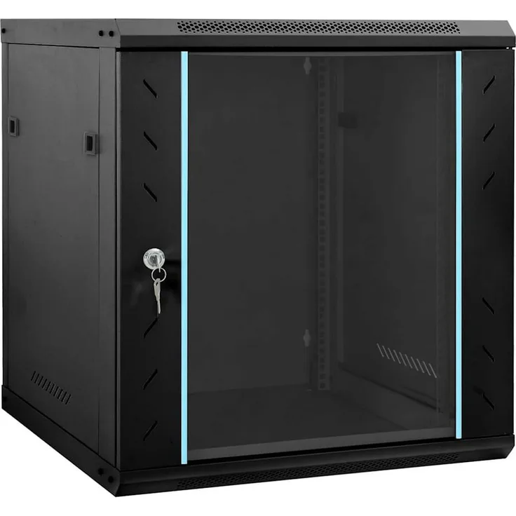 vidaXL Netzwerkschrank, Netzwerkschrank mit Speicher, Schwarz 60 x 45 x 65 cm, Stahl