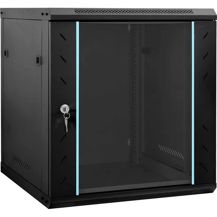 vidaXL Netzwerkschrank, Netzwerkschrank mit Speicher, Schwarz 60 x 45 x 65 cm, Stahl