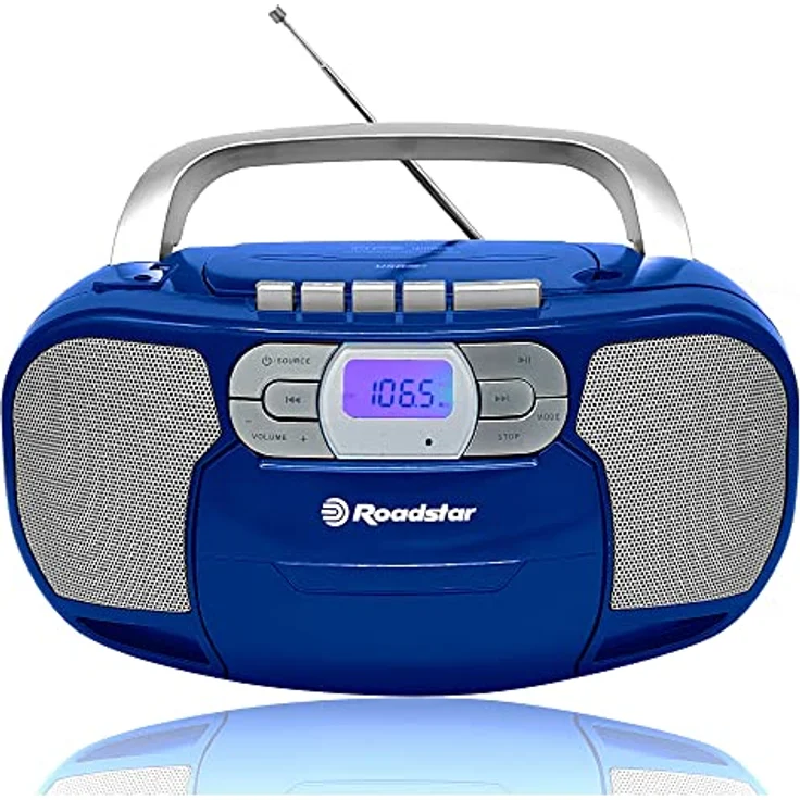 Roadstar RCR-4635UMP/BL Tragbare CD-Radio Kassette, Digitalradio PLL FM, Boombox CD-MP3-Player, USB, AUX-IN, Kopfhörerausgang, Blau – Bild 1