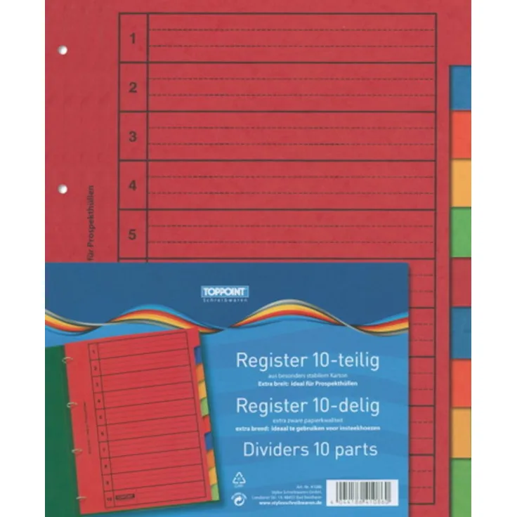 Stylex Schreibwaren Aktenordner Ordner Register 10tlg EXTRA BREIT & stabil, DIN A4, besonders stabiler Karton
