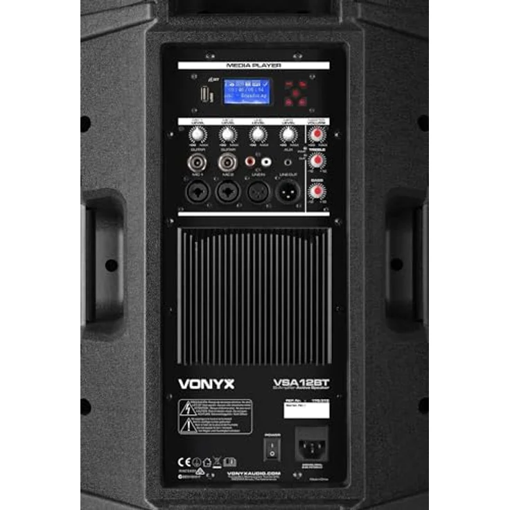 Vonyx VSA12BT, Bi-Verstärkter 800W 12" Standlautsprecher mit Multimedia-Player, Bluetooth und 5-Band-Equalizer, Schwarz – Bild 4
