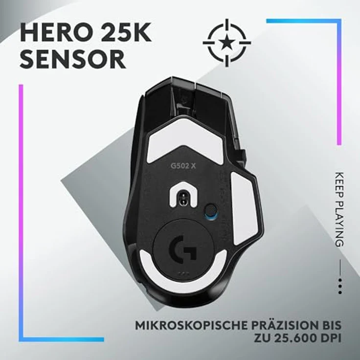 Logitech G G502 X Plus Lightspeed + G640 SE Combo, Kabellose RGB-Gaming-Maus mit HERO 25K Sensor und großem Stoff-Gaming-Mauspad (460 x 400 x 3 mm), Schwarz – Bild 4