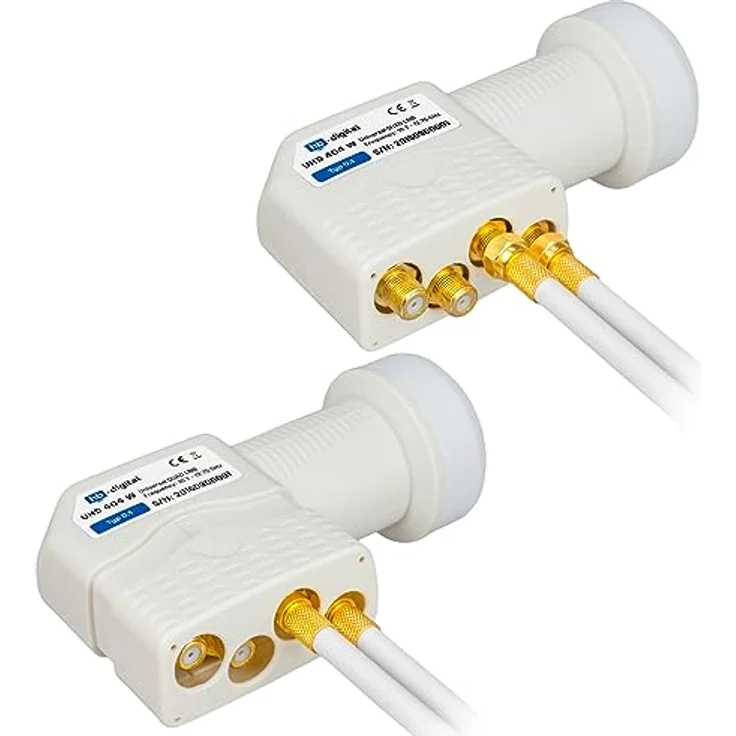 HB-DIGITAL Quad LNB UHD 4 Teilnehmer, Digital Satelliten LNC Kopf mit vergoldeten Kontakten und Wetterschutz, Weiß, 4K Full HD 3D TV – Bild 4