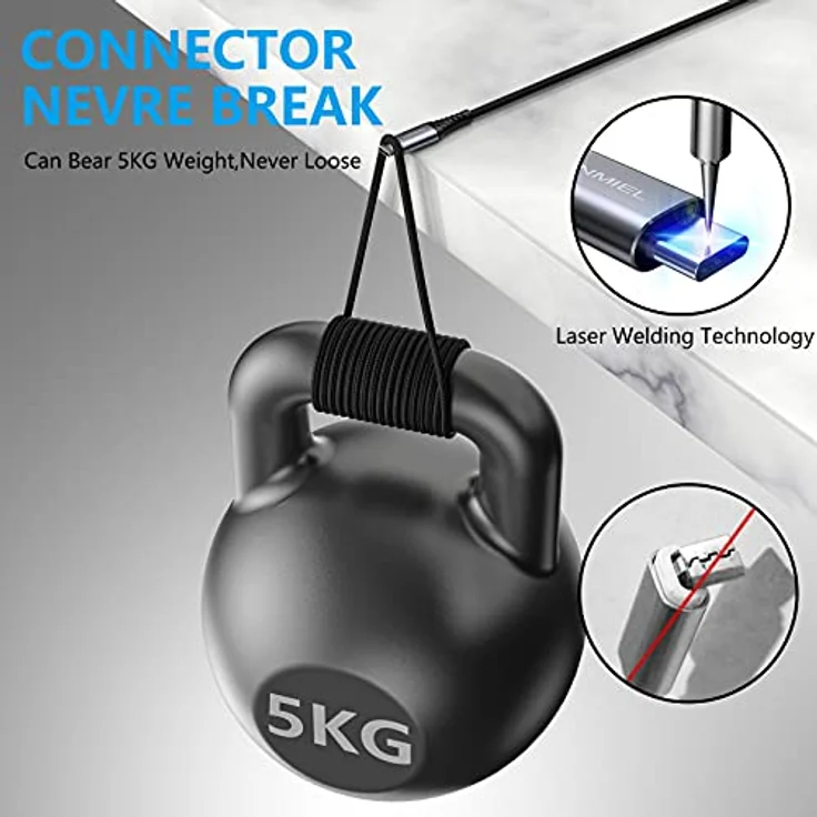 ANMIEL Typ-C-Kabel 3M, USB-C 3.0 auf USB-A, Nylon geflochten, 3,1 A Schnellladung, für iPad Pro, Galaxy S9/S10/S20, Nintendo Switch, Space Grey – Bild 3