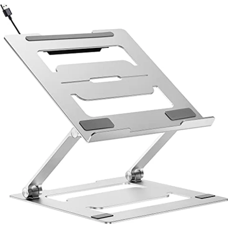 myWall Laptop Ständer HT17L, Ergonomische Laptop-Halterung für den Schreibtisch, Notebook und MacBook Ständer kompatibel für 11-17 Zoll, Belüftet und Zusammenklappbar, Ständer-Halter für Laptop