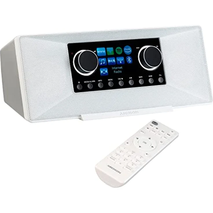 MEDION P85333 Internetradio mit DAB+ (WLAN, UKW, Spotify Connect, Amazon Music, USB, Kopfhörer-Anschluss, AUX, Stereo Line-Out Cinch, Sleep Timer) weiß – Bild 1