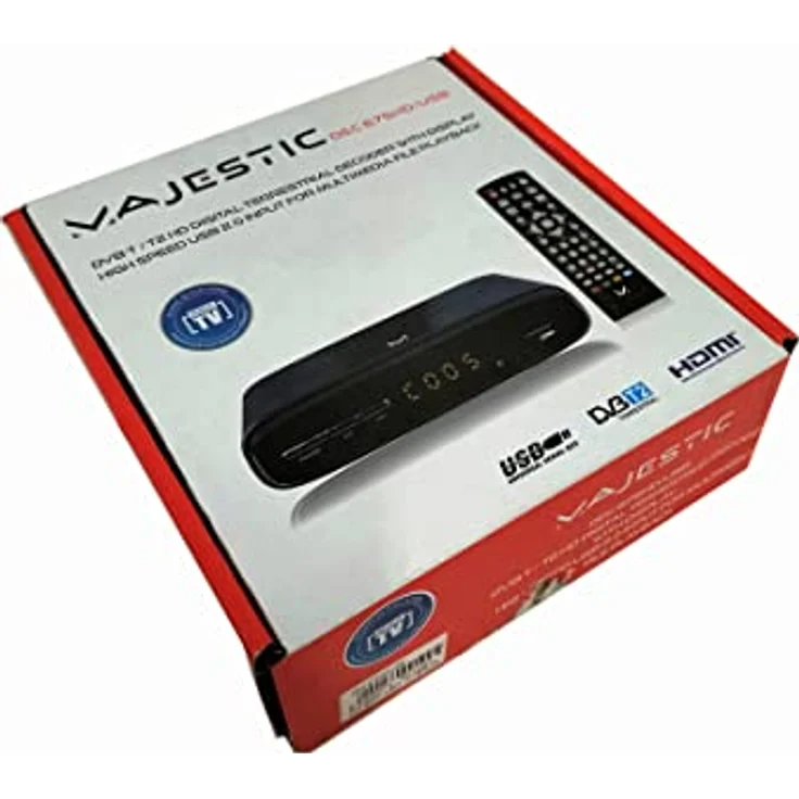 Majestic DEC-675, HD DVB-T2 Decoder mit USB, HDMI, SCART, HEVC Main 10 und Display, kompakt 13,5 x 9,5 x 3,5 cm – Bild 5